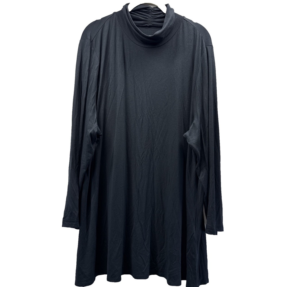 Soft Surroundings Women's Tunic Top Size 2X Plus Solid Black Turtle Neck Stretch